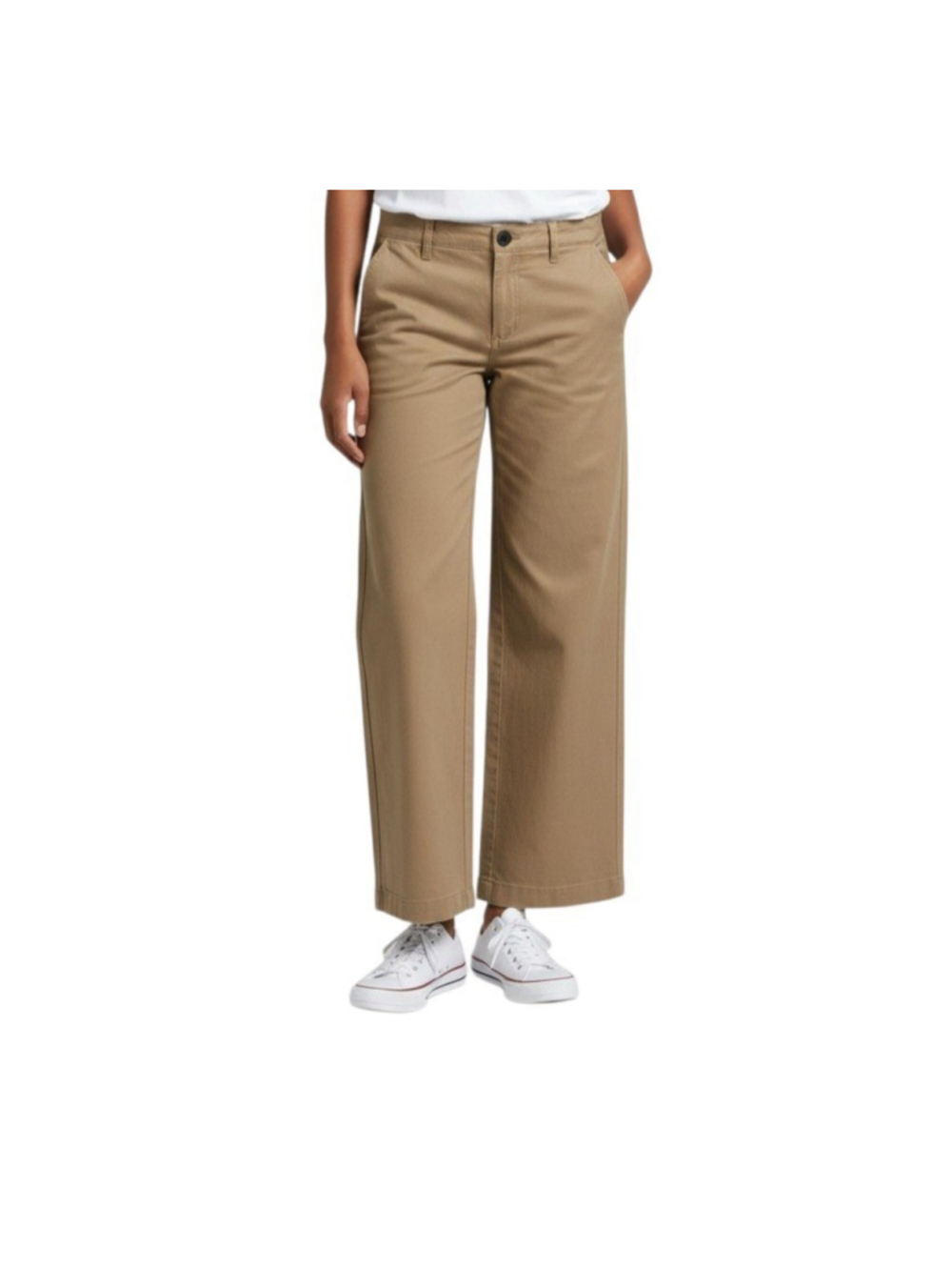 Ella Moss Women's Wide-Leg Brown Crop Cotton Elastane Pants 8 Waist 32 Inseam 25